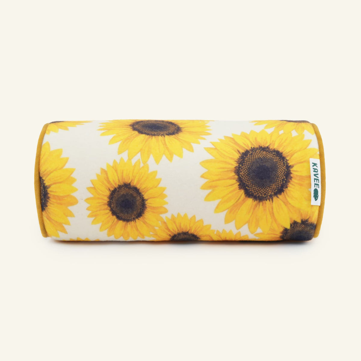 Cavia tunnel met zonnebloemenprint en gele sherpa voering, liggend van opzij gezien