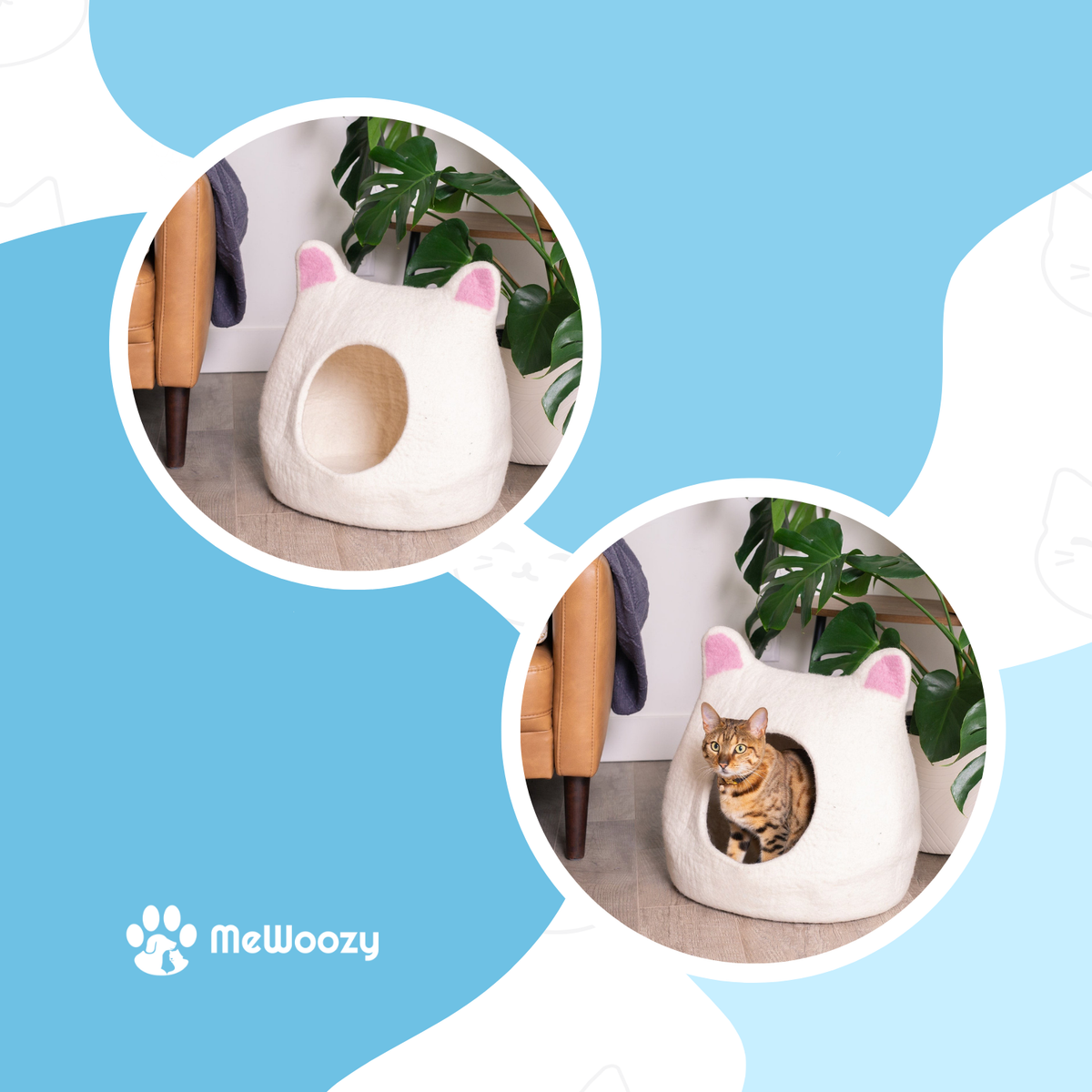 Vilten Kattenmand Met Contrasterende Oren