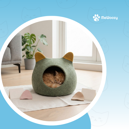 Vilten Kattenmand Met Contrasterende Oren