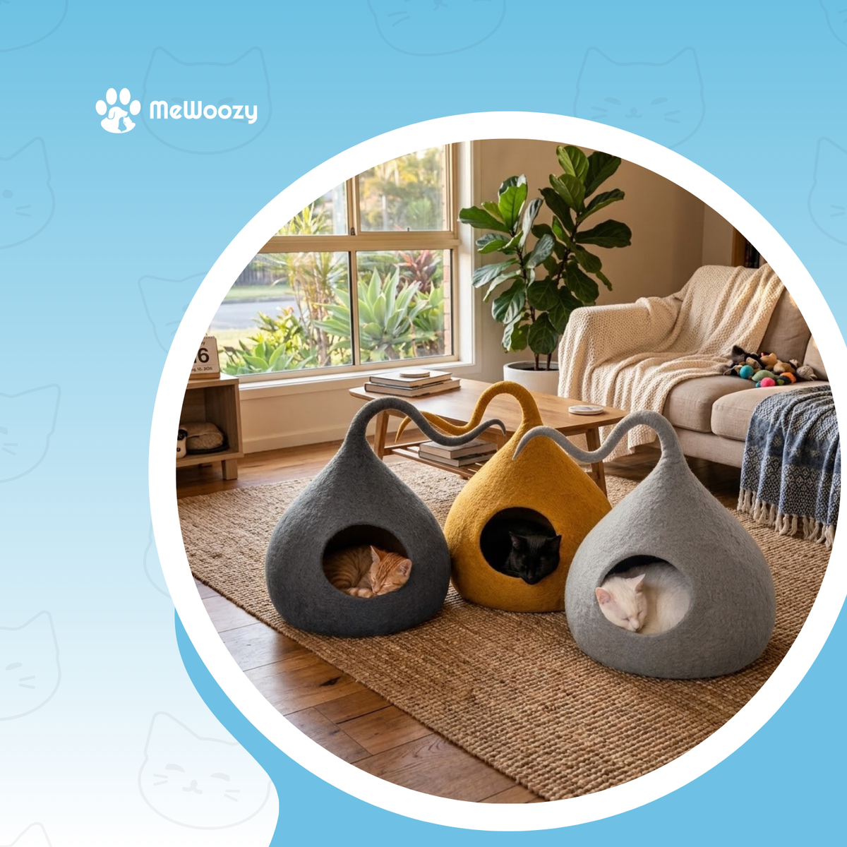 Vilten Ombre Kattenmand Met Staart