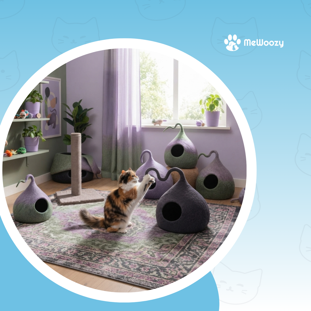 Vilten Ombre Kattenmand Met Staart