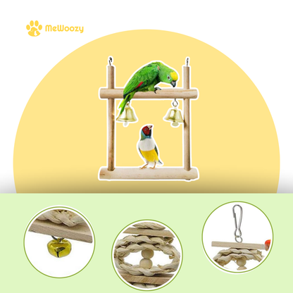 Vogel Speelplatform Met Houten Ladder – Voor Actieve Kooiuurtjes