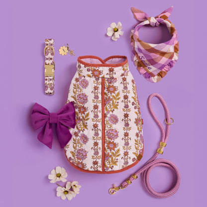 Blockprint Bloemen Halsband Voor Honden