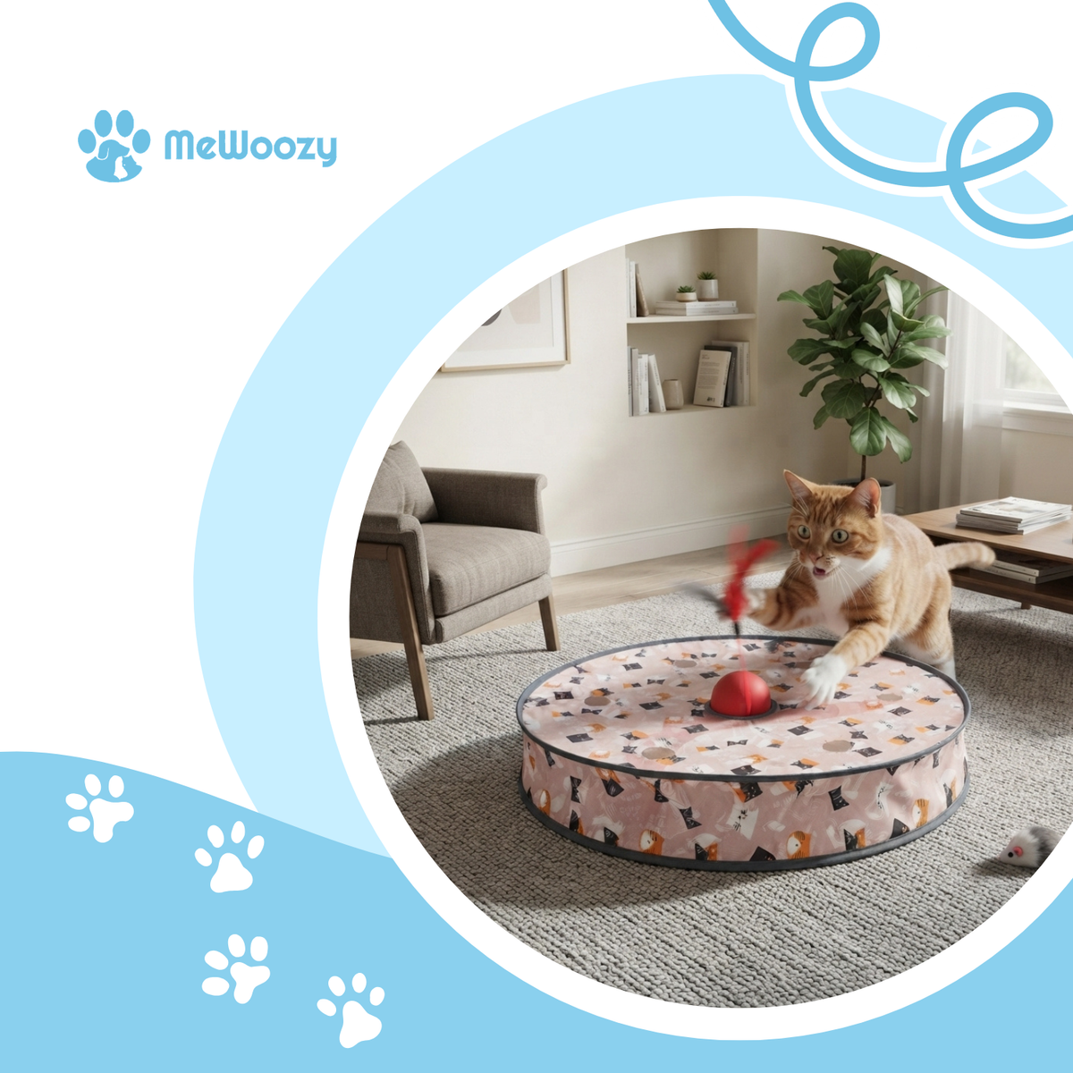 Interactieve Speelbal Met Staart En Speelmat Voor Katten