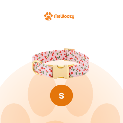 De roze halsband met kersen in maat S, voor nek 11 tot 16 inch