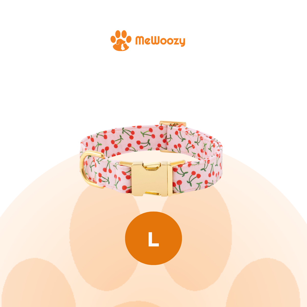 De katoenen halsband met kersenprint in maat L, voor nek 18 tot 26 inch