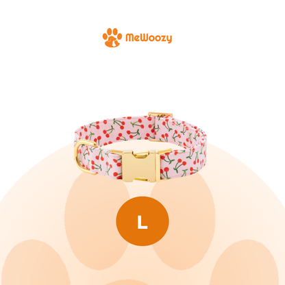 De katoenen halsband met kersenprint in maat L, voor nek 18 tot 26 inch