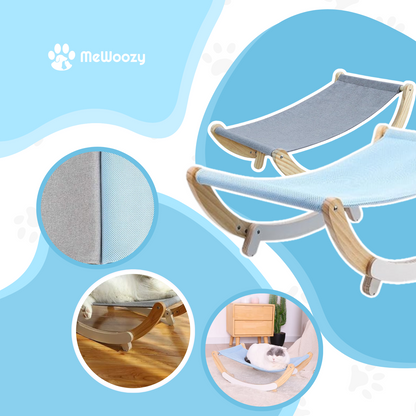 Houten Kattenhangmat Met Stoffen Ligplek – Voor Zachte Rustmomenten