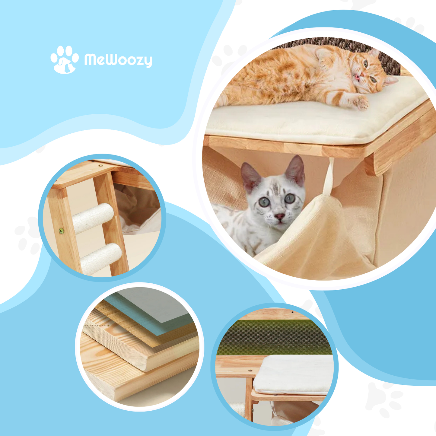 Wandklimmer Voor Katten – Met Hangmat En Krabvlak