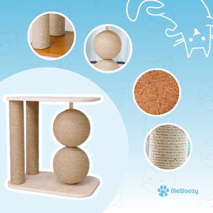 Kattenkrabpaal Met Houten Plateau – Voor Rust En Krabplezier
