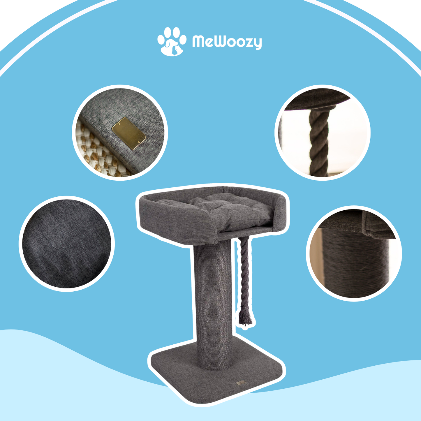 Krabpaal Met Hoog Bed Voor Katten – Met Speelkoord En Rustplek