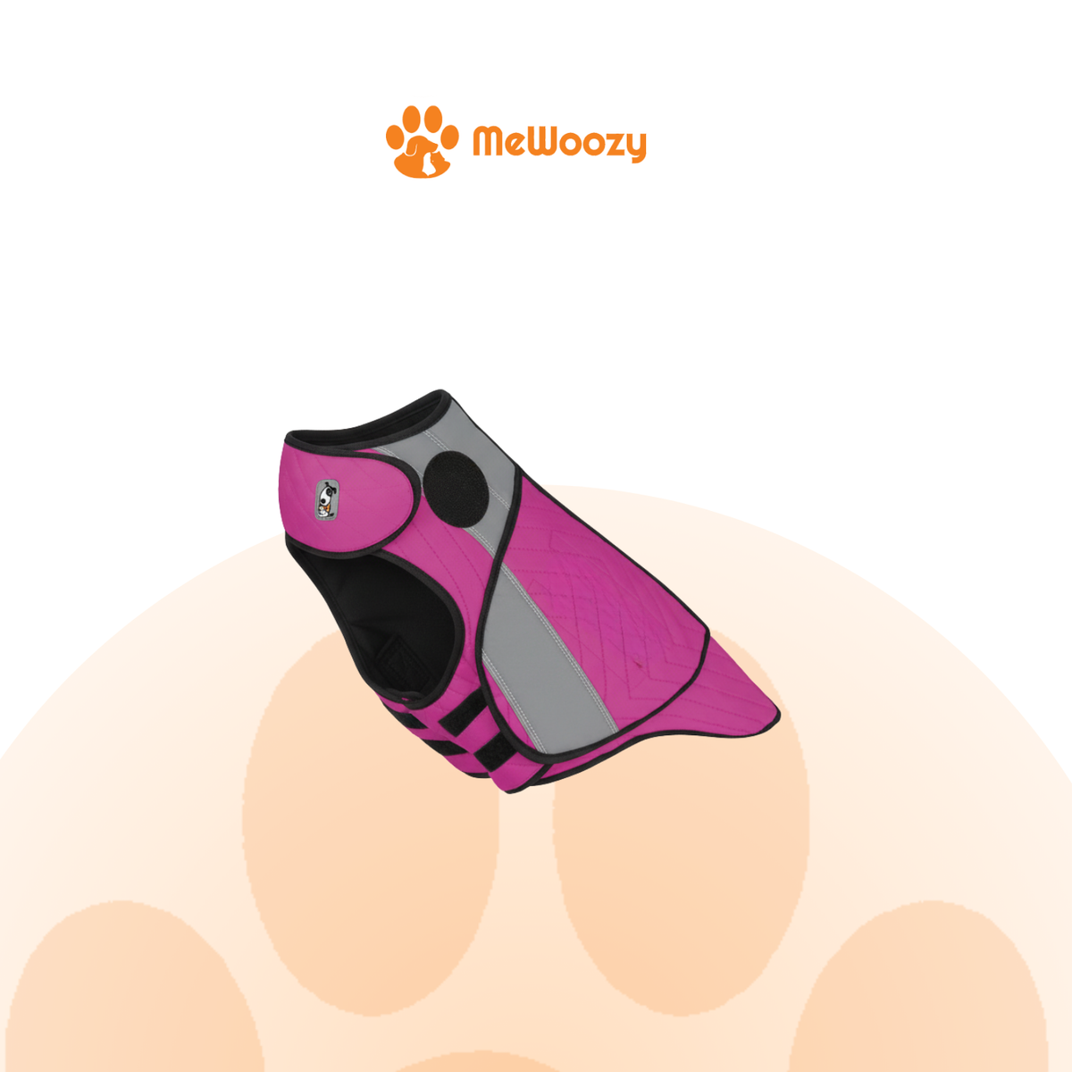 Het kalmerende vest in fuchsia met grijze baan en zwarte klittenbandbanden