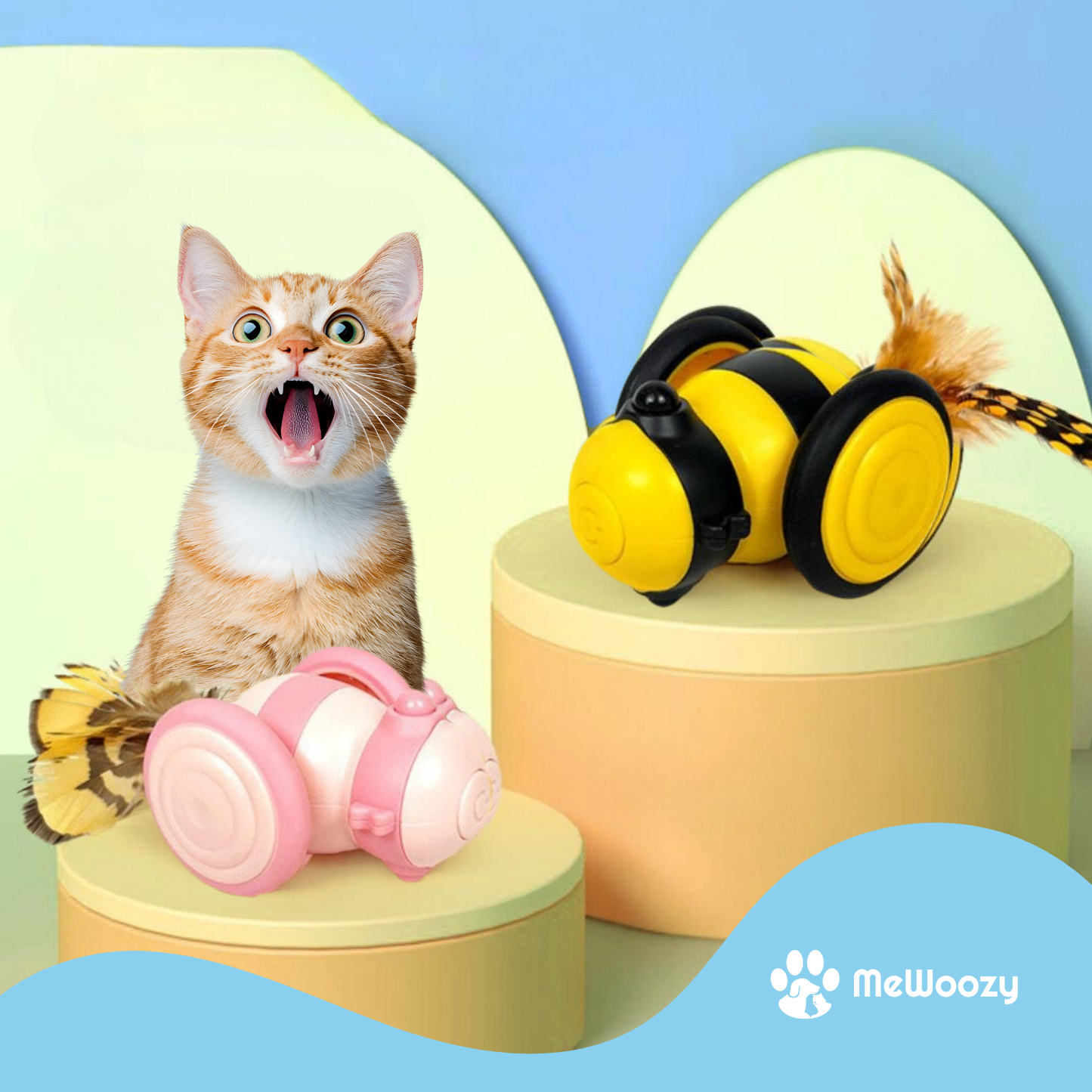 Interactief Kattenbij Speeltje – Met Beweegbare Veren