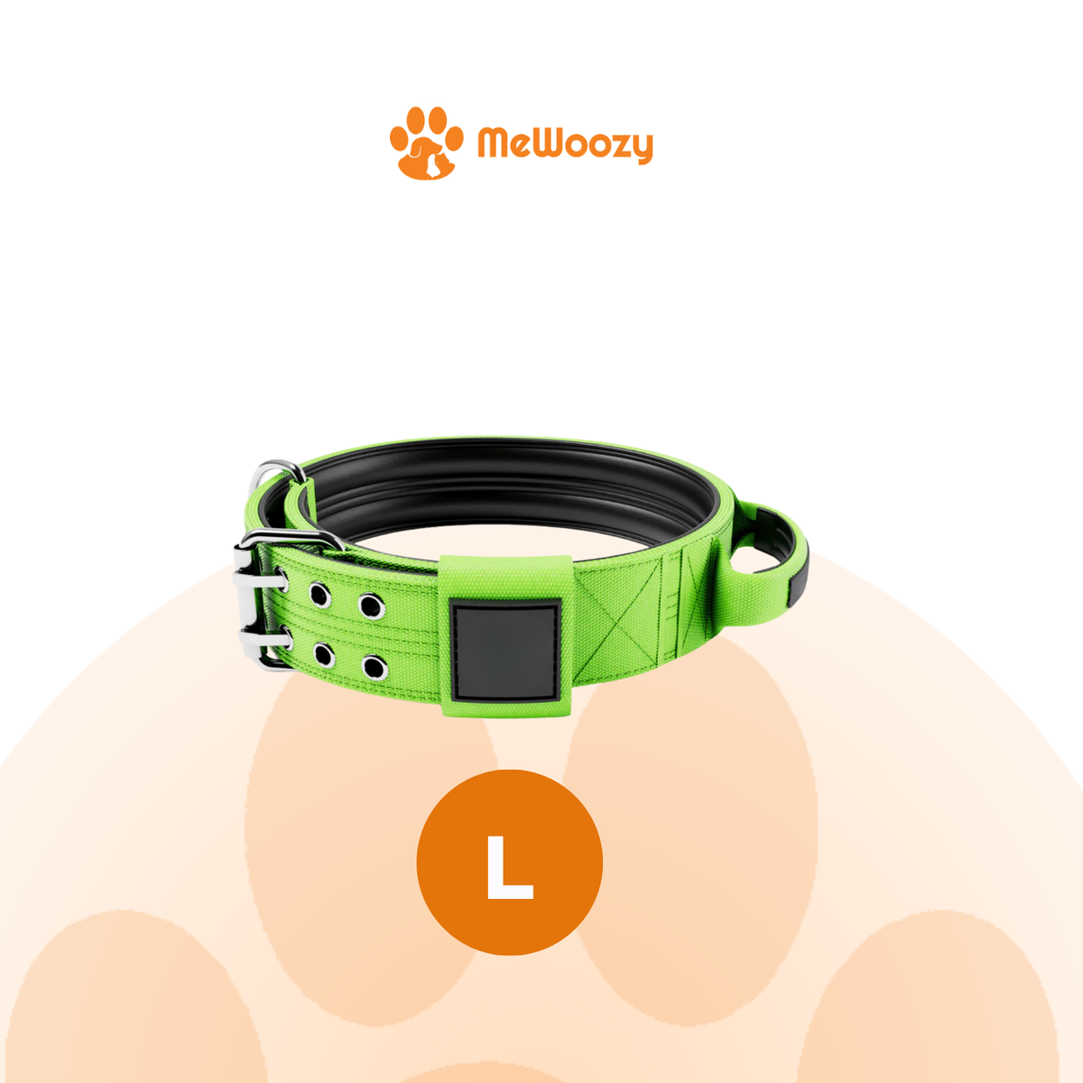 Groene halsband met handvat, uitgevoerd in maat large