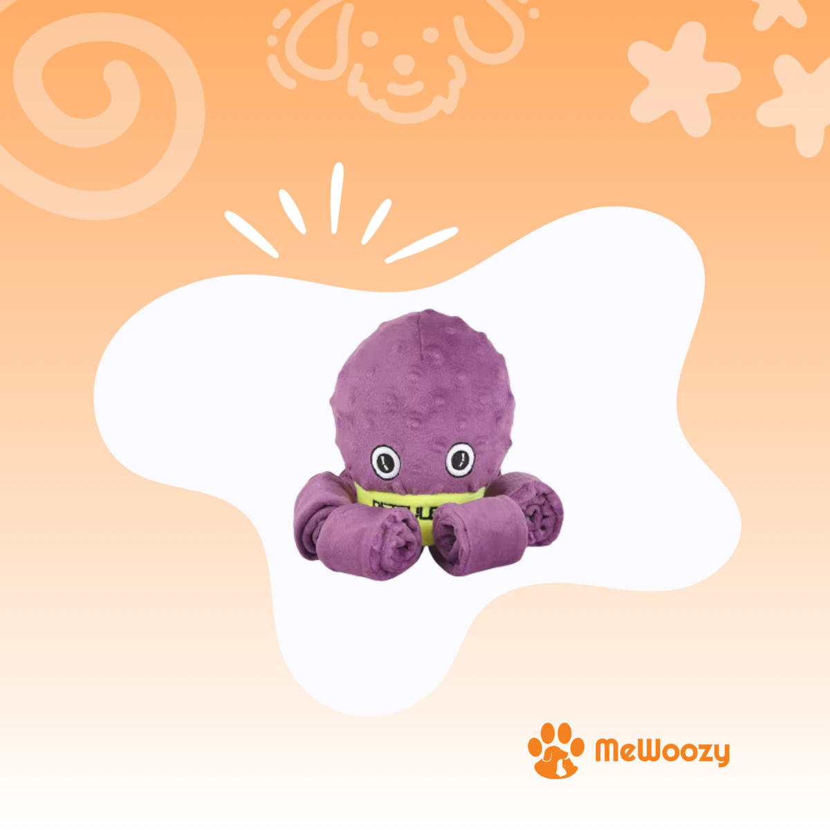 Paarse fleece snuffelspeelgoed octopus voor honden met opgerolde tentakels
