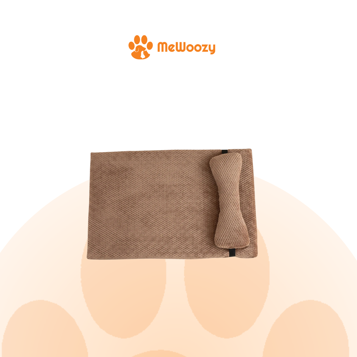 Plat pluche hondenbed en kattenbed in bruin met los botvormig kussen