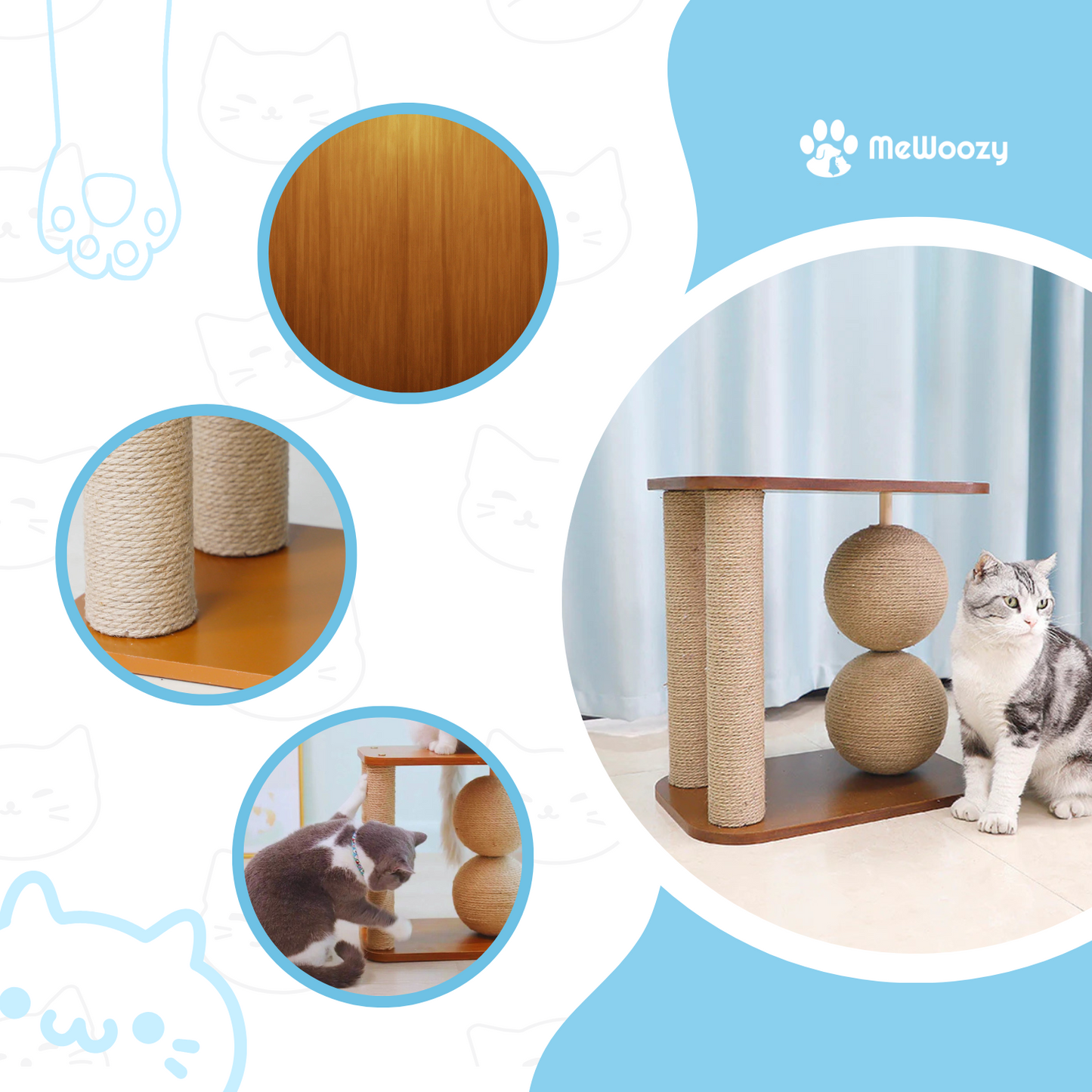Kattenkrabpaal Met Houten Plateau – Voor Rust En Krabplezier