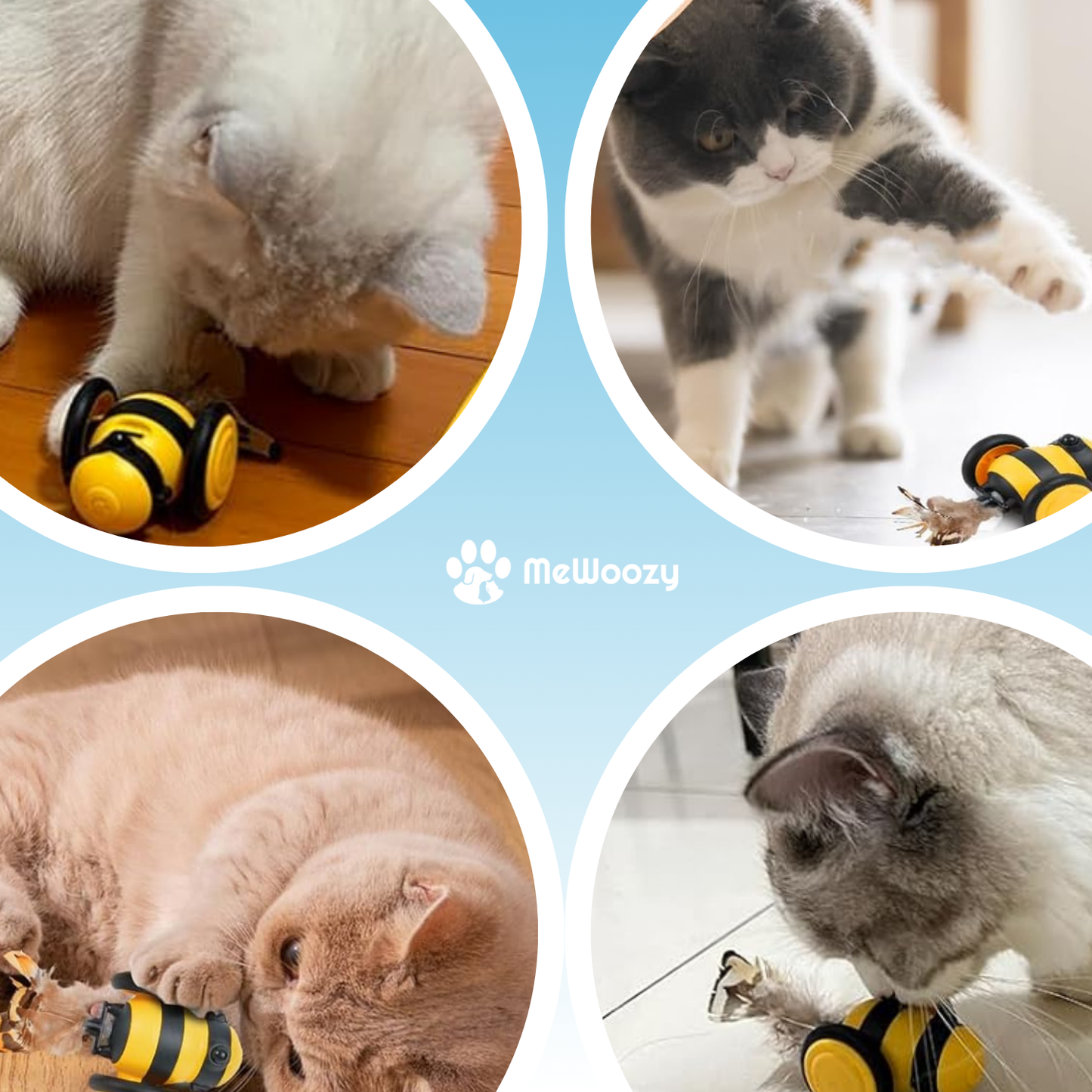Interactief Kattenbij Speeltje – Met Beweegbare Veren