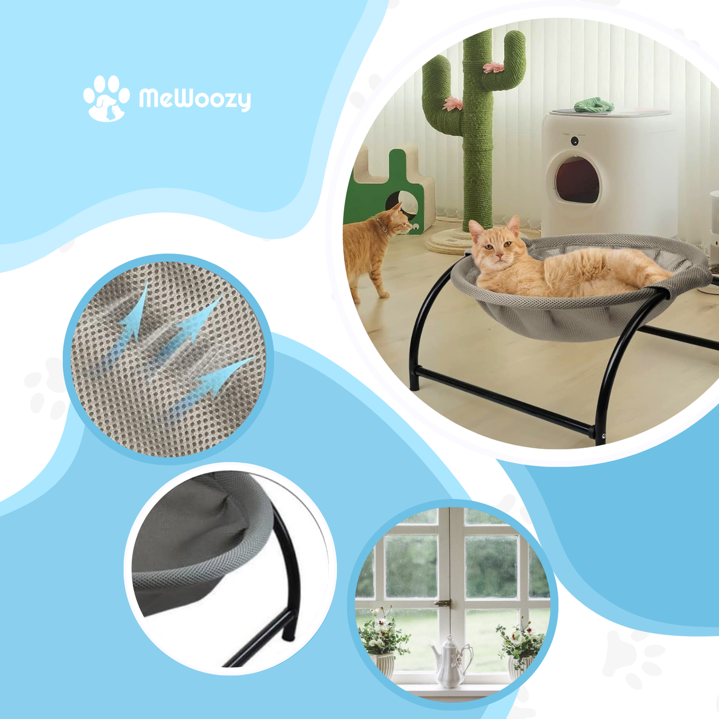 Kattenhangmat Met Metaalframe – Voor Luchtige Rustplekken