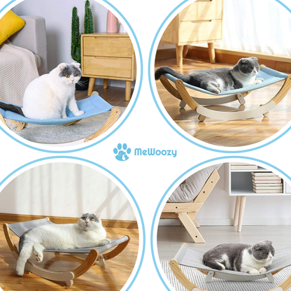 Houten Kattenhangmat Met Stoffen Ligplek – Voor Zachte Rustmomenten