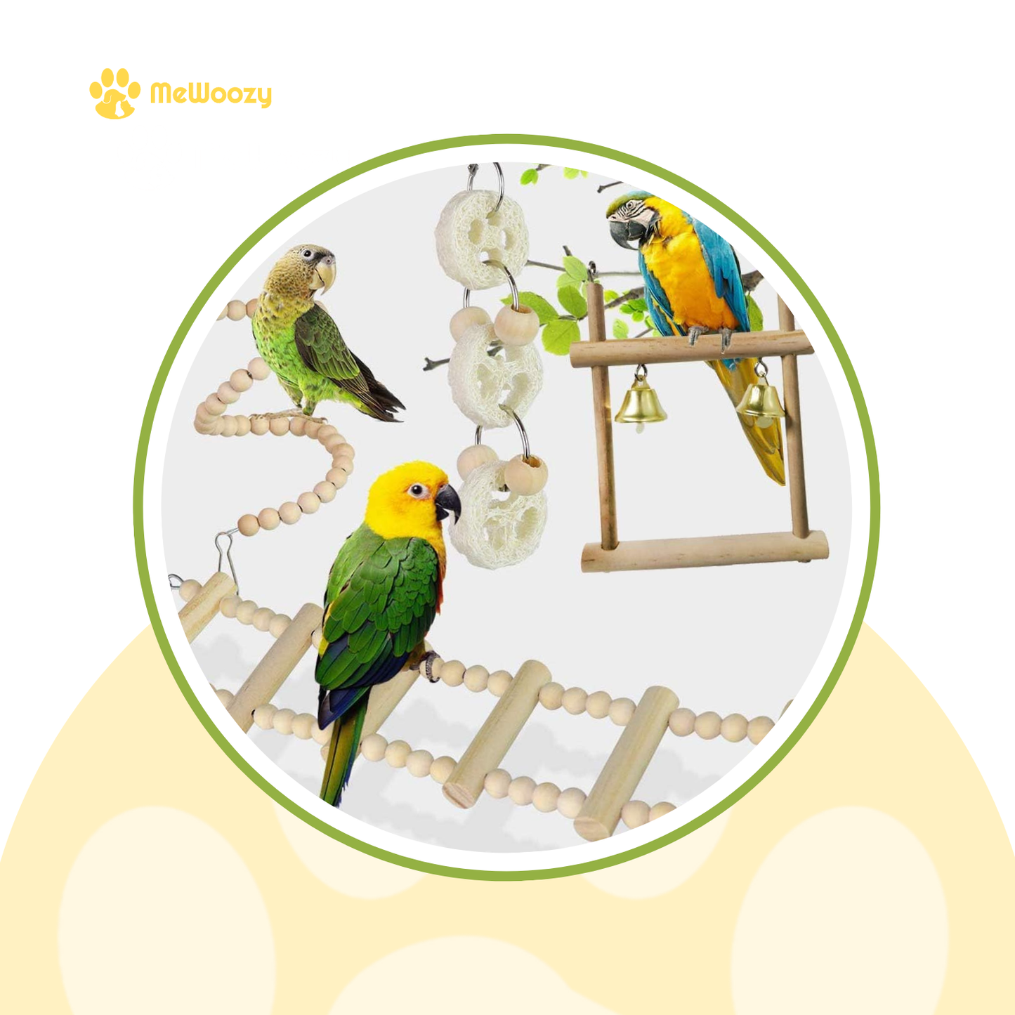 Vogel Speelplatform Met Houten Ladder – Voor Actieve Kooiuurtjes