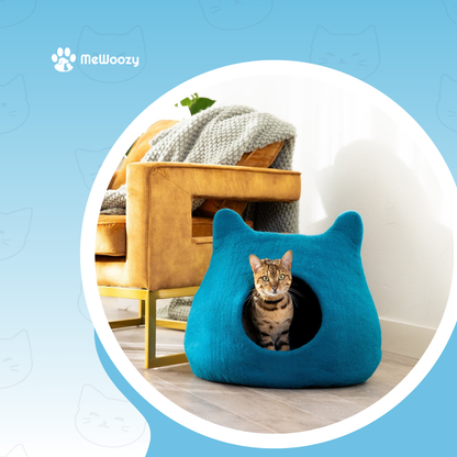 Oceaanblauwe Vilten Kattenmand
