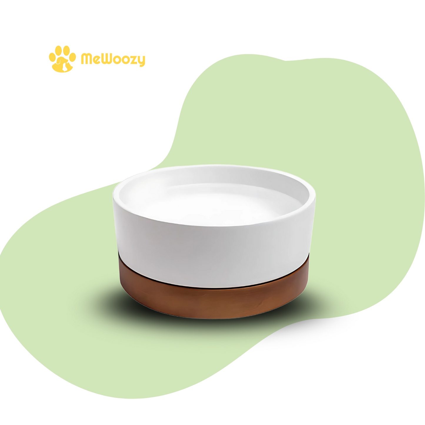 Ceramic Drinking Bowl with Wooden Stand – Stylish and Safe