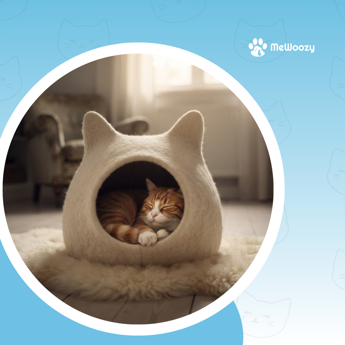 Sneeuwwitte Vilten Kattenmand
