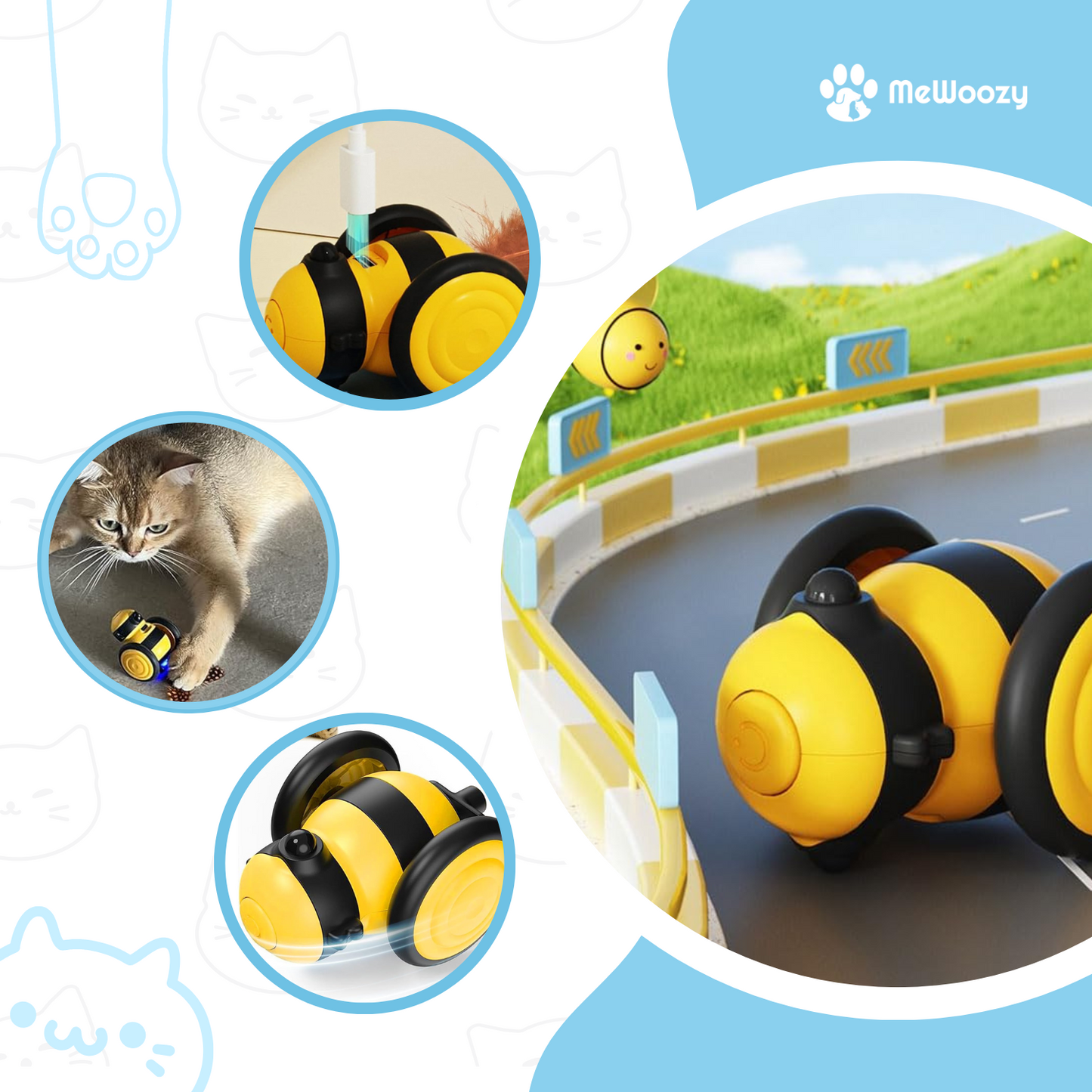 Interactief Kattenbij Speeltje – Met Beweegbare Veren