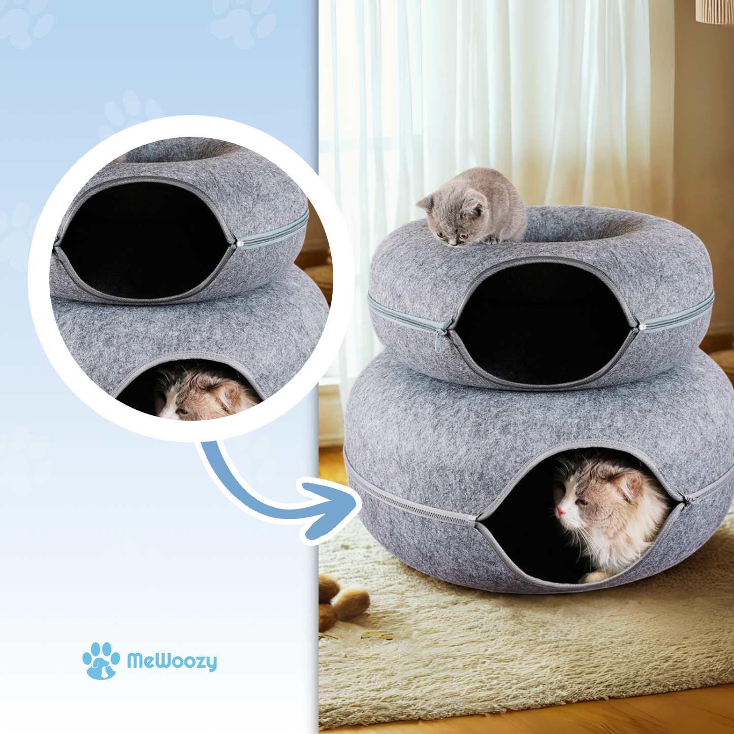Cat Tunnel with Scratching Mat – For Playing and Sleeping