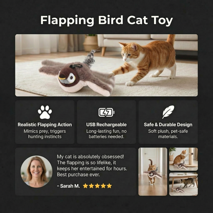 Rode kat sluipt naar het fladderende vogeltje op vloerkleed, met klantreview en kenmerken
