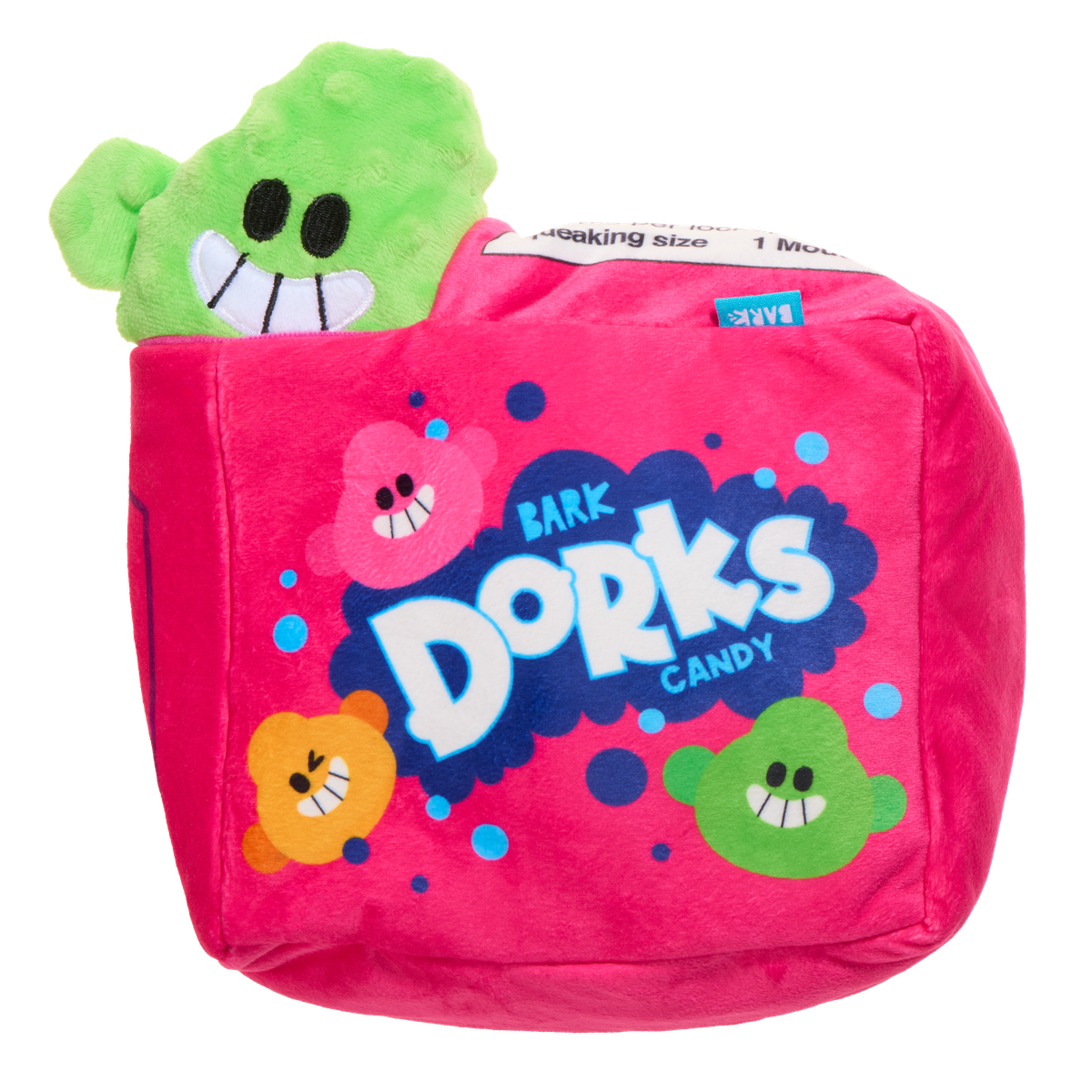 Close-up van de roze snoepdoos met een groen snoepje erin