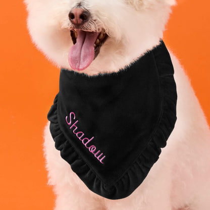 Zwarte Fluwelen Ruches-Bandana Voor Honden