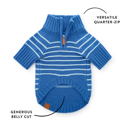 Gestreepte Hondentrui Met Kwart-Rits – Blauw