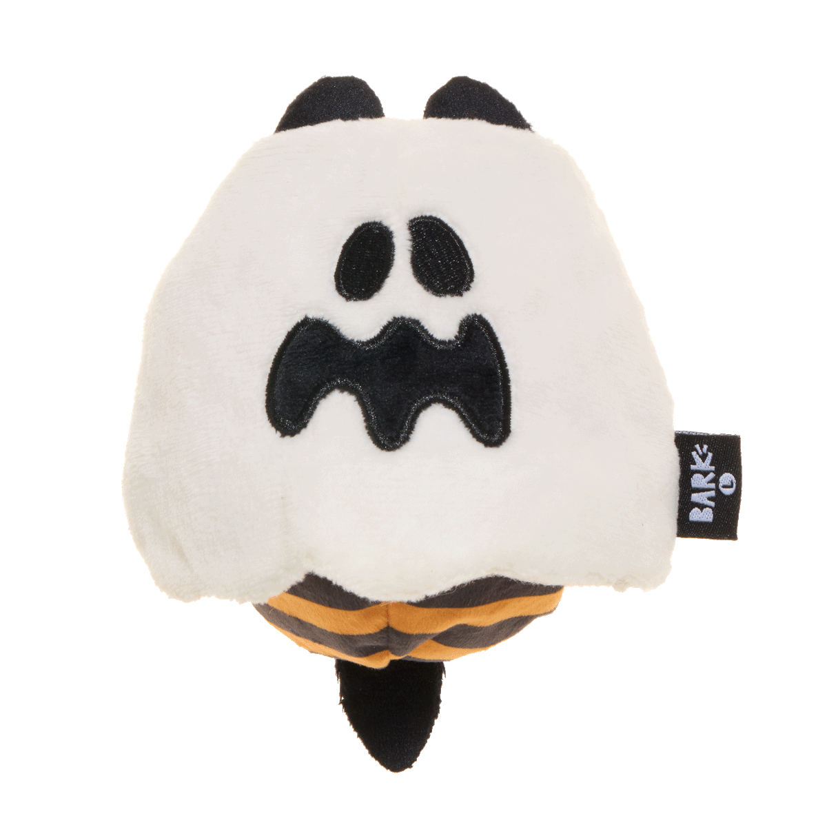 Pluche hondenspeelgoed bij verkleed als wit spookje met zwart gezicht