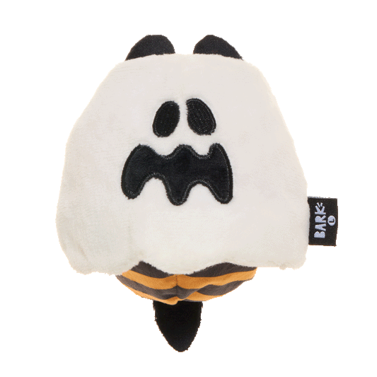 Pluche hondenspeelgoed bij verkleed als wit spookje met zwart gezicht