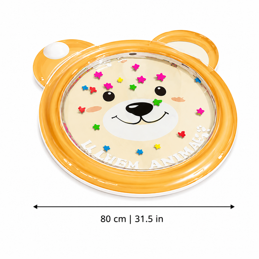 Oranje verkoelende watermat in berenvorm met gekleurde sterretjes, 80 cm breed