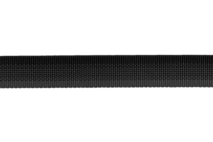 Detail van het donkergrijze geweven webbing van de lange lijn