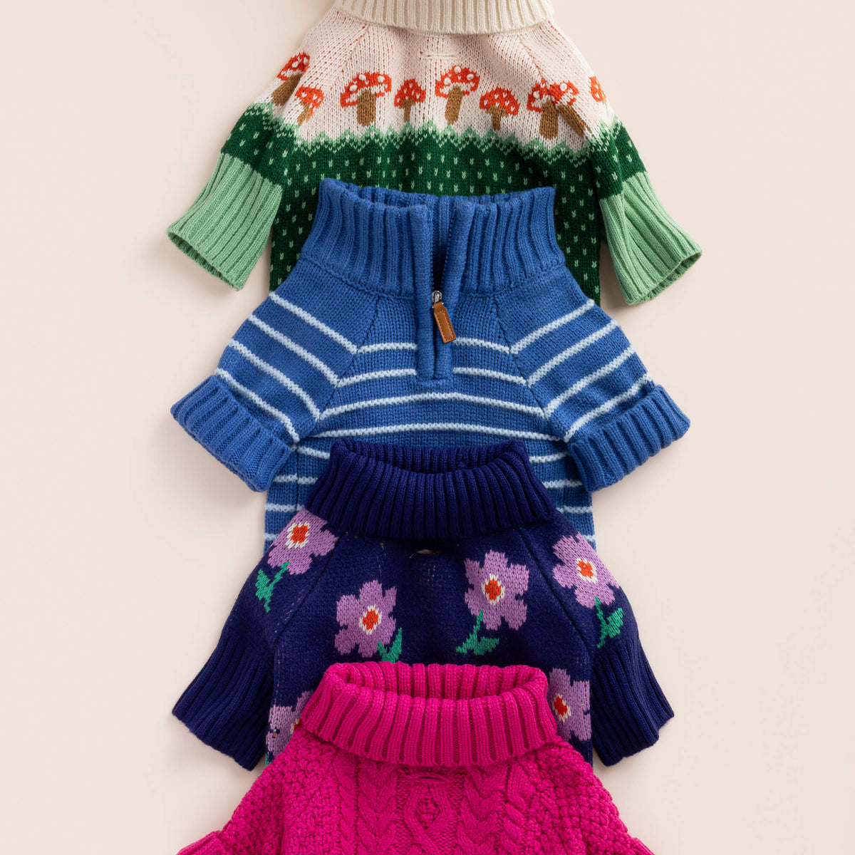 Gestreepte Hondentrui Met Kwart-Rits – Blauw