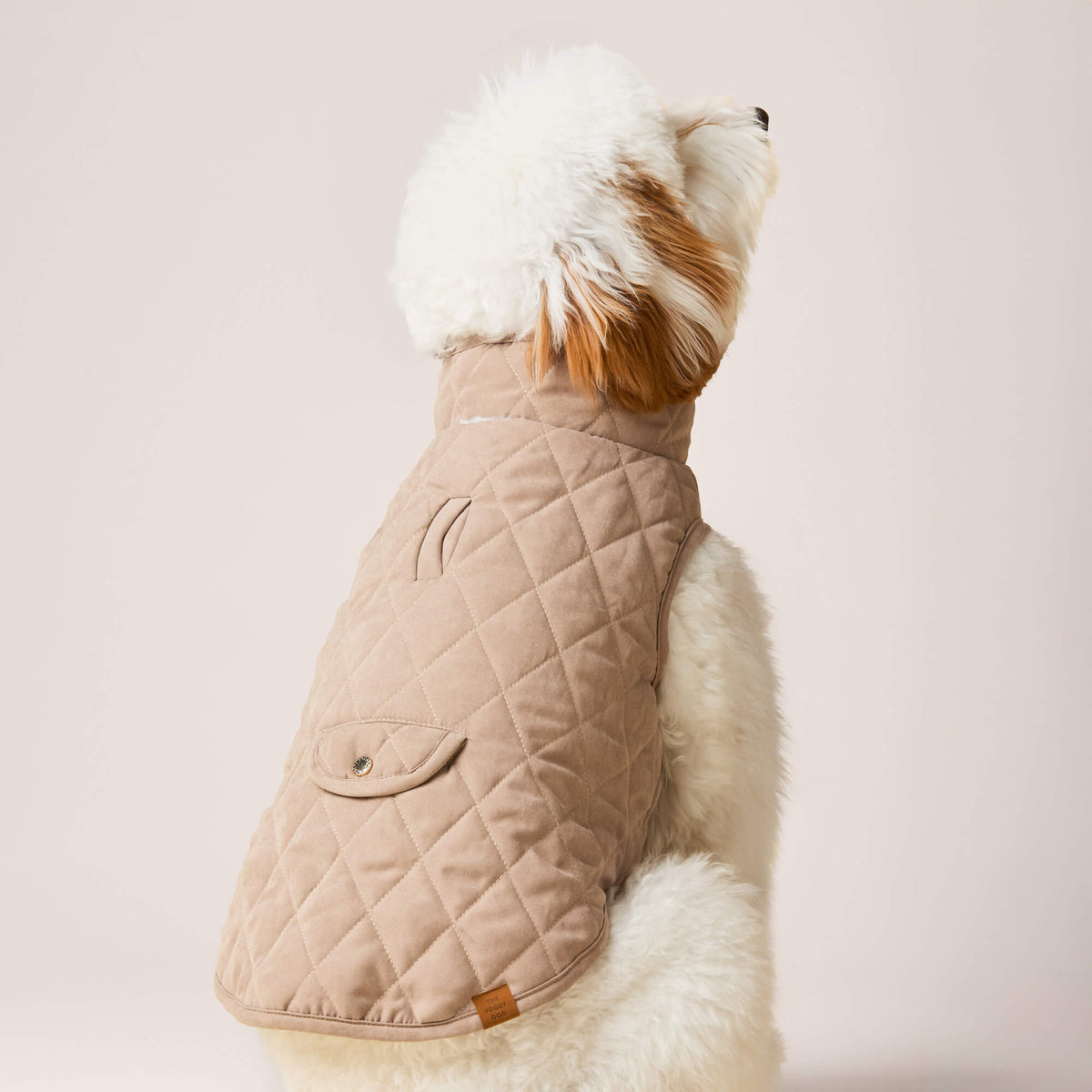 Beige Omkeerbare Sherpa Hondenjas