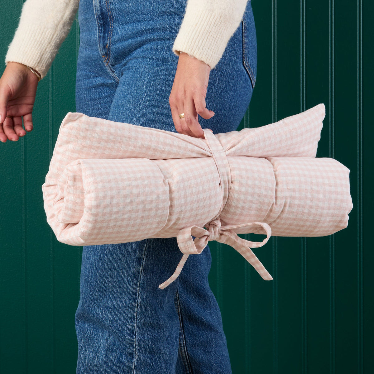 Roze Geruite 3-in-1 Reismat Voor Honden