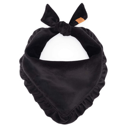 Zwarte Fluwelen Ruches-Bandana Voor Honden