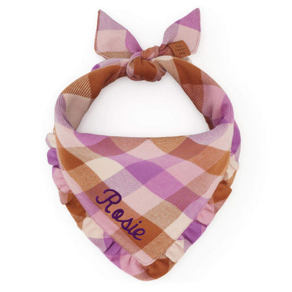 Bramble Flanellen Bandana Met Ruches Voor Honden