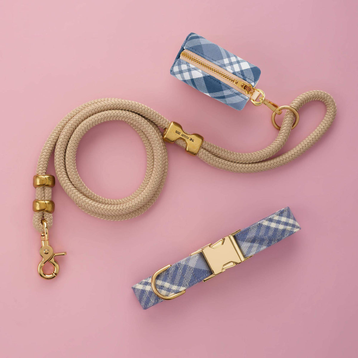 Oranje Geruite Flanellen Wandelset Met Halsband