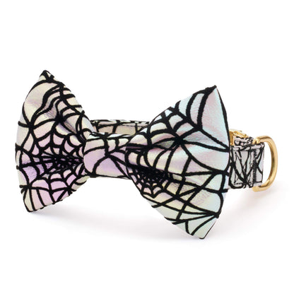 Holografische Spinnenweb Vlinderstrik-Halsband Voor Honden