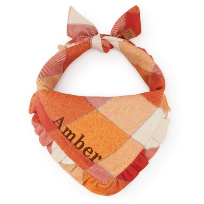 Pumpkin Spice Geruite Flanellen Bandana Voor Honden