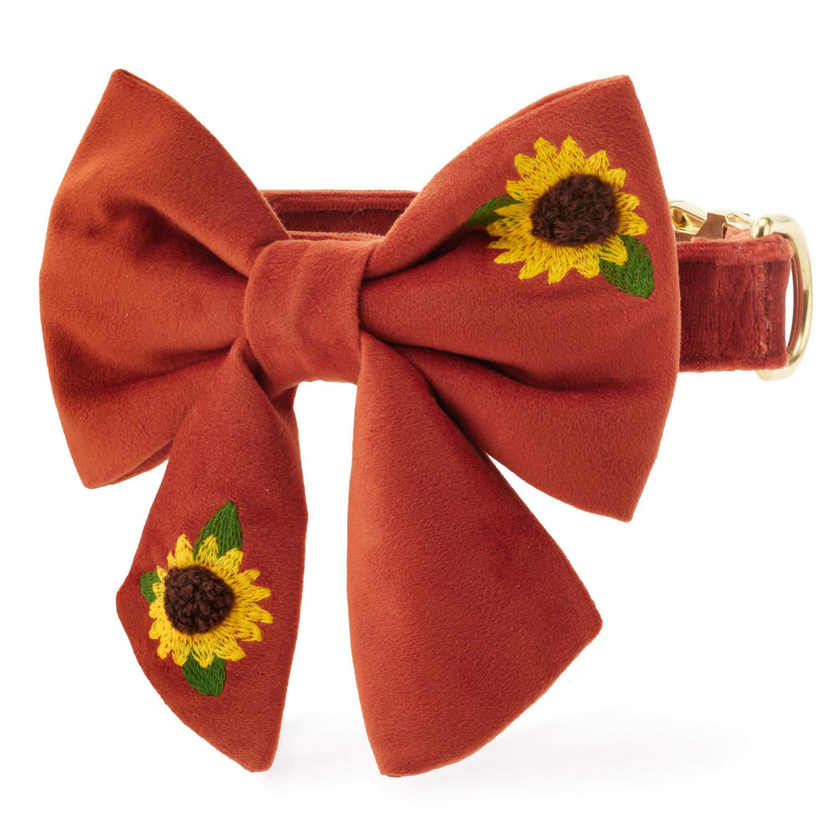 Zonnebloem Halsband Met Geborduurde Grote Strik