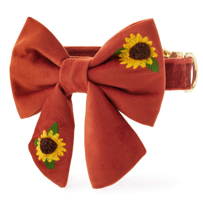 Zonnebloem Halsband Met Geborduurde Grote Strik