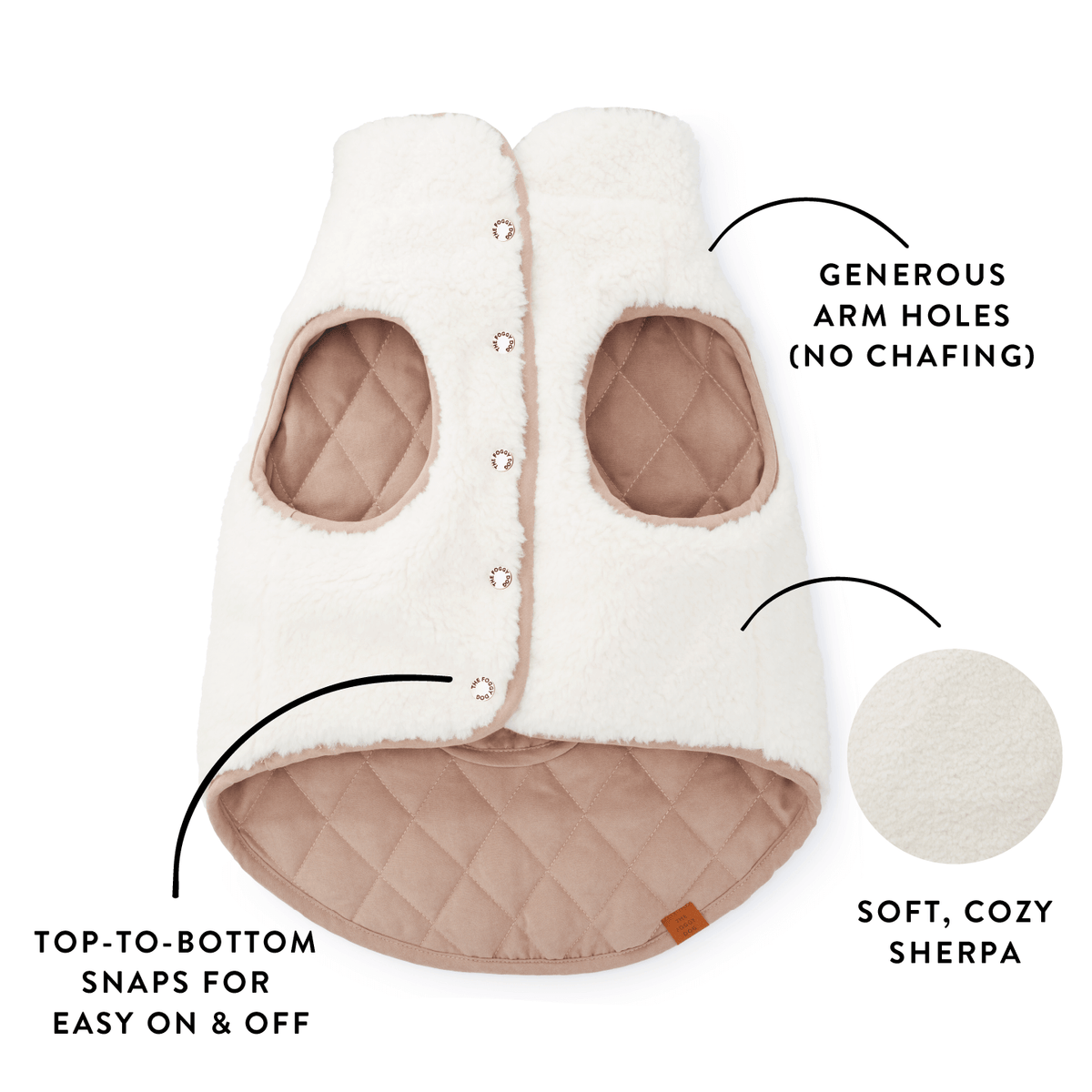 Beige Omkeerbare Sherpa Hondenjas