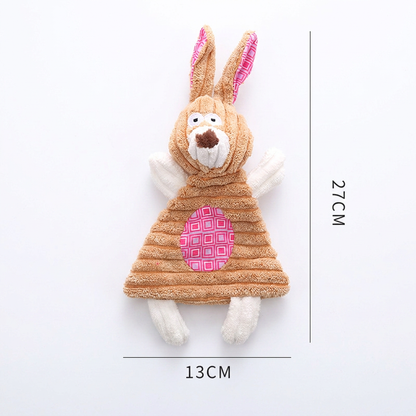 Bruin konijntje van ribstof met roze oren, 13 bij 27 cm